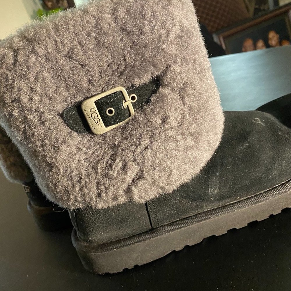 UGG Australia Side Buckle Black Boots